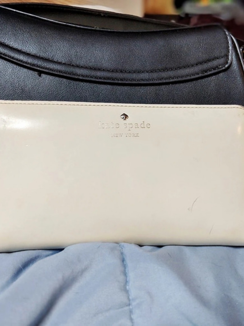 Kate Spade Striped Interior Wallet in White & Black